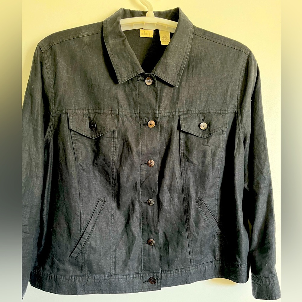 Black linen jeans jacket size XL